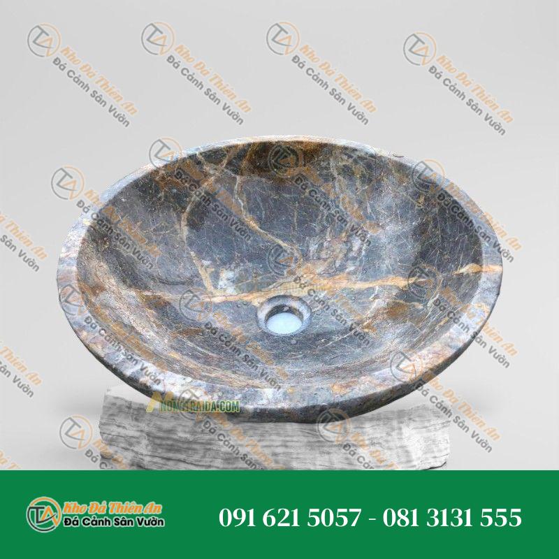 Chậu Rửa Mặt Dương Bàn Đá Đá Xanh Ghi 41cm
