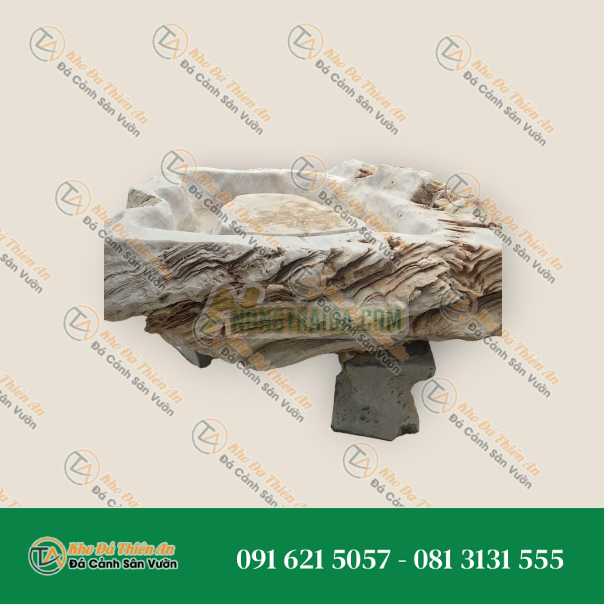 Chậu trồng cây bằng đá tự nhiên kích thước 130x95x70cm