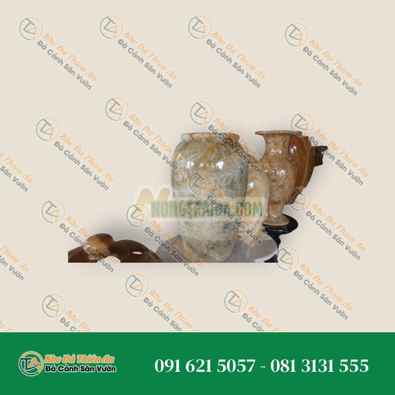 Chum đựng nước đá cẩm thạch, đá hổ phách mật ong, kích thước cao 45cm, rộng 25cm