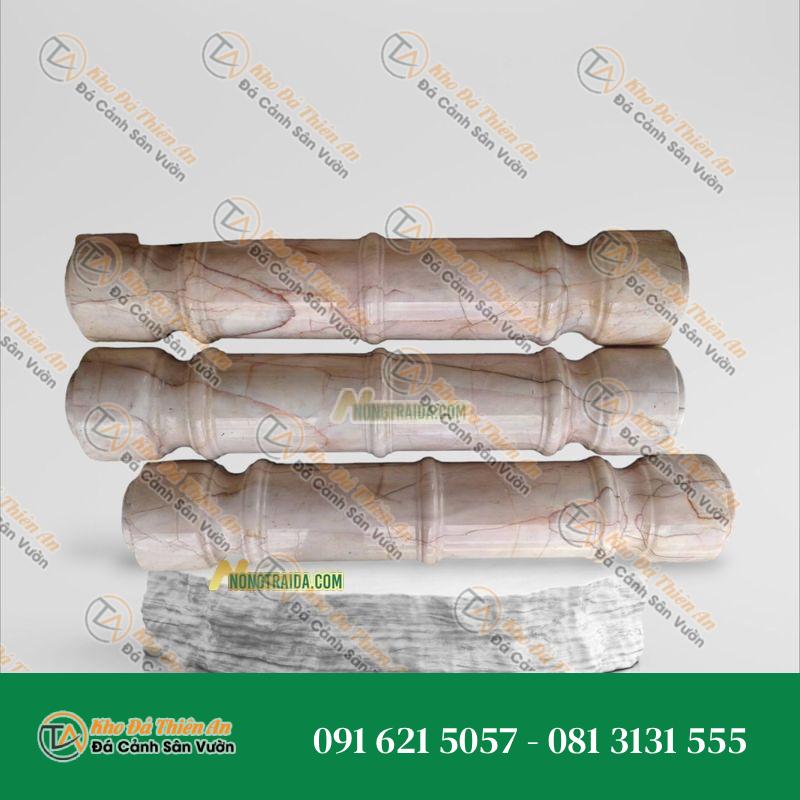 Con tiện đá hoa cương hồng nhạt 11x11x55cm