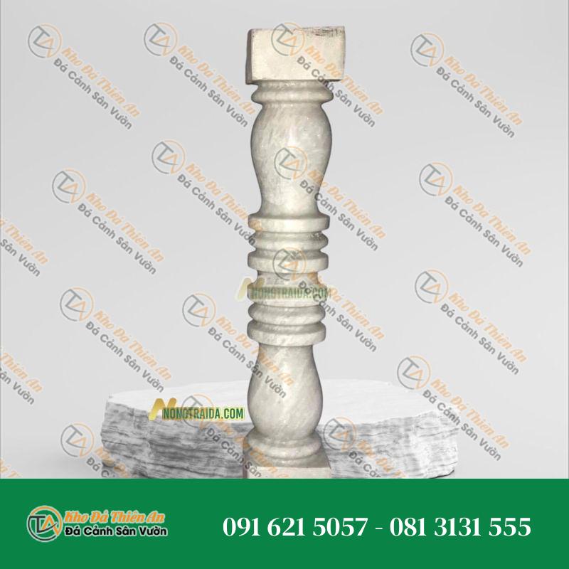 Con tiện đá hoa cương trắng kem 12x12x51cm