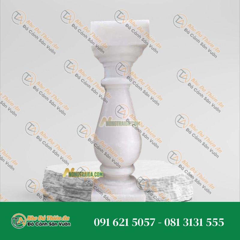 Con tiện đá marble trắng muối Lục Yên 10x10x45cm