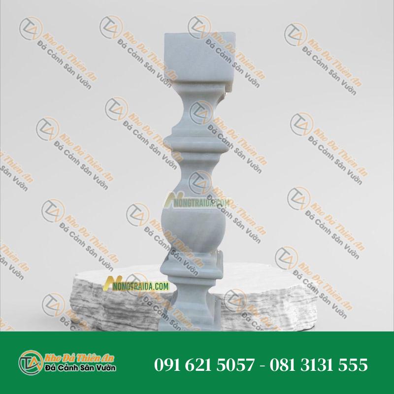 Con tiện đá trắng vân mây 10x10x45cm