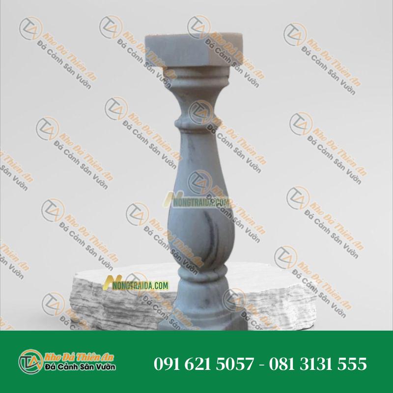 Con tiện đá trắng vân mây 12x12x51cm