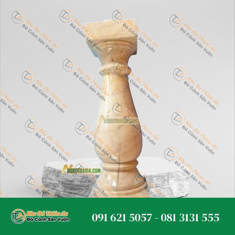 Con tiện đá tự nhiên vàng kim tuyến 11x11x55cm