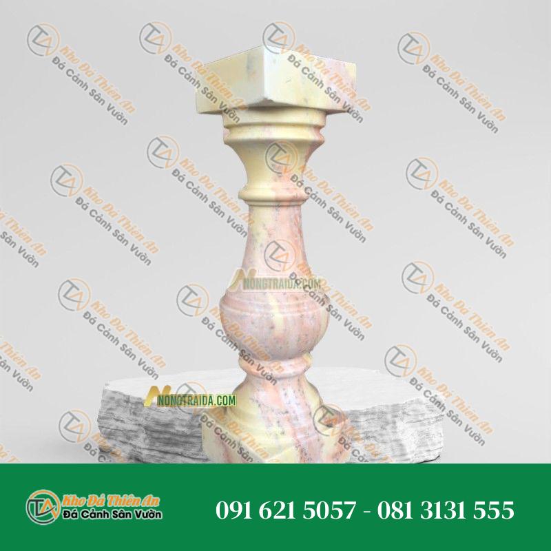 Con tiện đá tự nhiên vàng kim tuyến 12x12x51cm