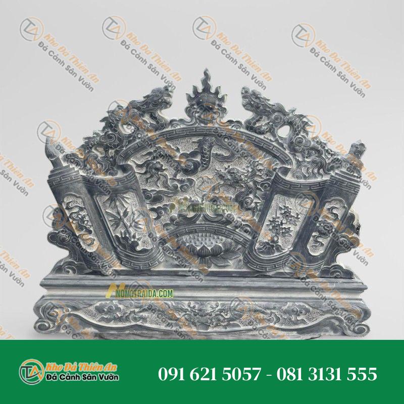 Cuốn Thư Đá Bình Phong Xanh Đen 184x180cm