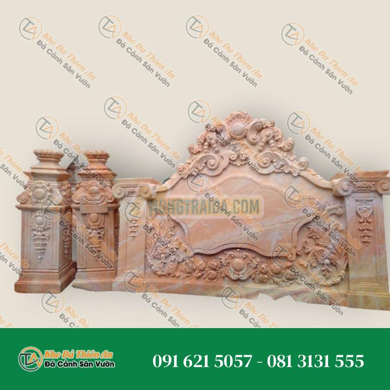 Cuốn thư đá cẩm thạch vàng cà rốt, đặt cổng biệt thự