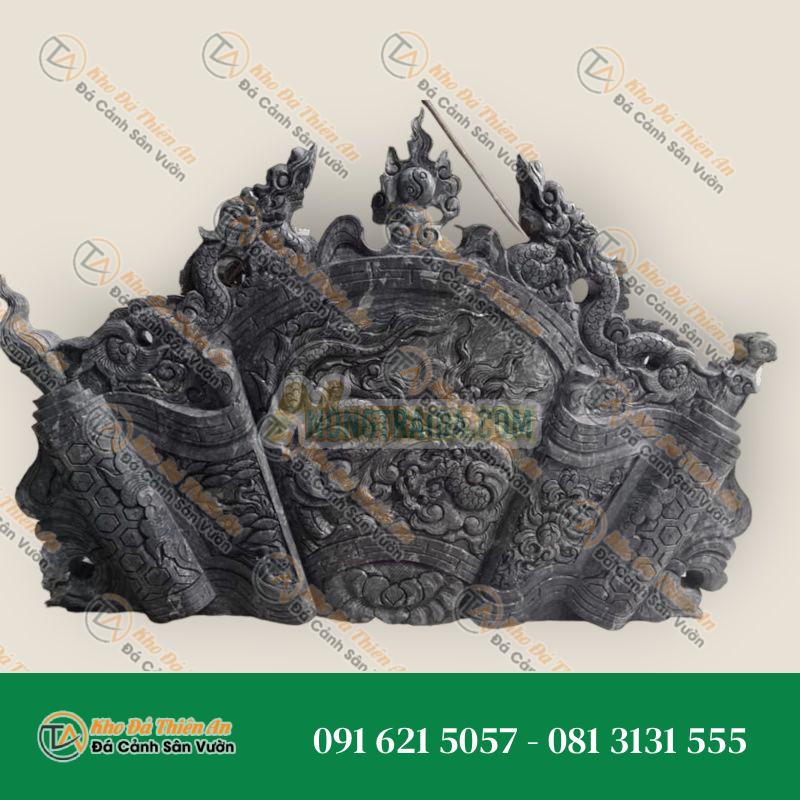 Cuốn thư đá đen Hoà Bình, chạm rồng cao 130cm