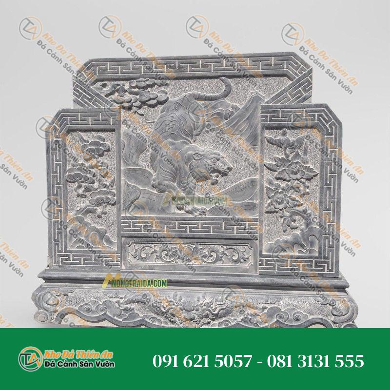 Cuốn Thư Vuông Đá Đen Hoà Bình Chạm Chúa Sơn Lâm Nổi 139x204cm
