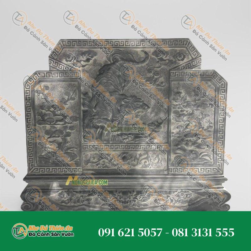 Cuốn Thư Vuông Đá Đen Hoà Bình Khắc Chúa Sơn Lâm Chìm 128x189cm