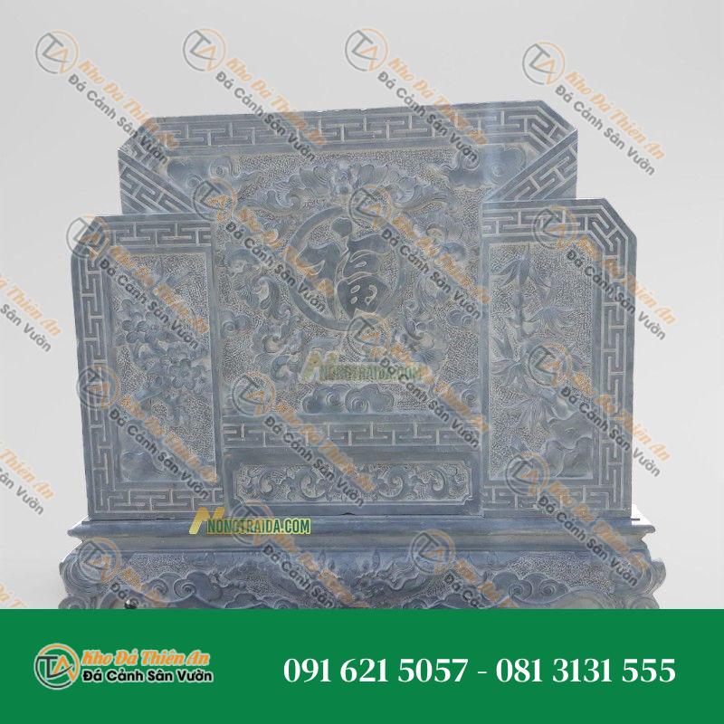 Cuốn Thư Vuông Đá Xanh Đen Khắc Tứ Quý 100x192cm