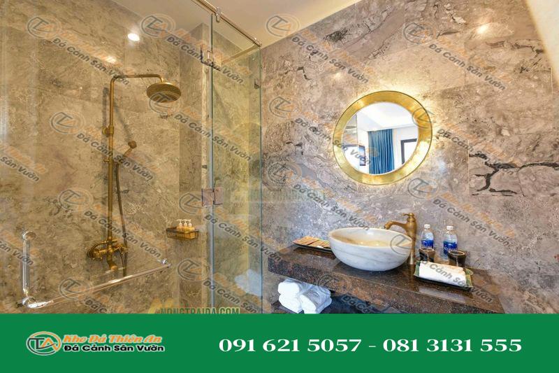 Đá cẩm thạch trắng hoa ngà ốp tường nhà vệ sinh, phòng tắm