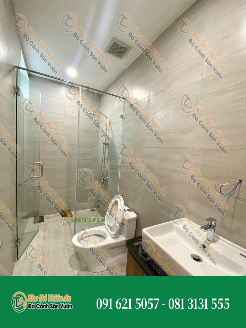 Đá cẩm thạch trắng vân gỗ ốp tường nhà vệ sinh, phòng tắm
