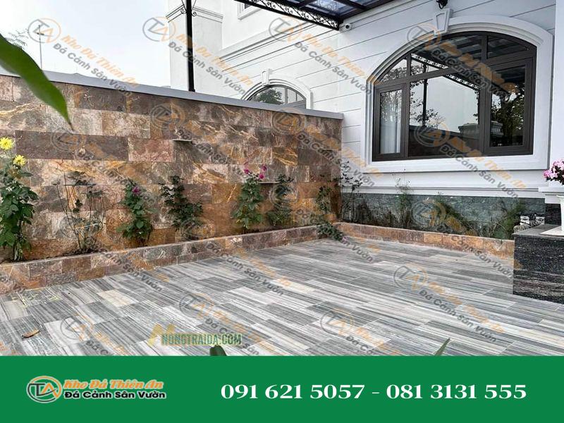 Đá cẩm thạch vàng kim tuyến ốp tường rào