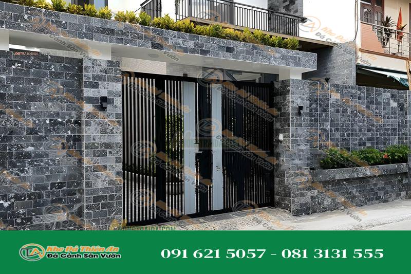 Đá cẩm thạch xám tia xét ốp cổng