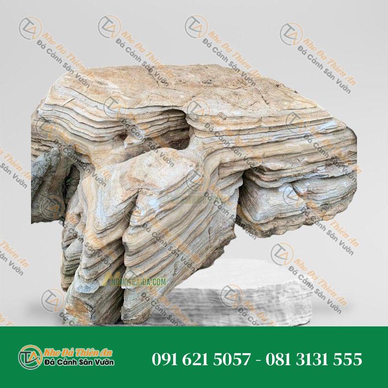Đá cổ thạch xanh rãnh sâu khứa sâu làm thác nước