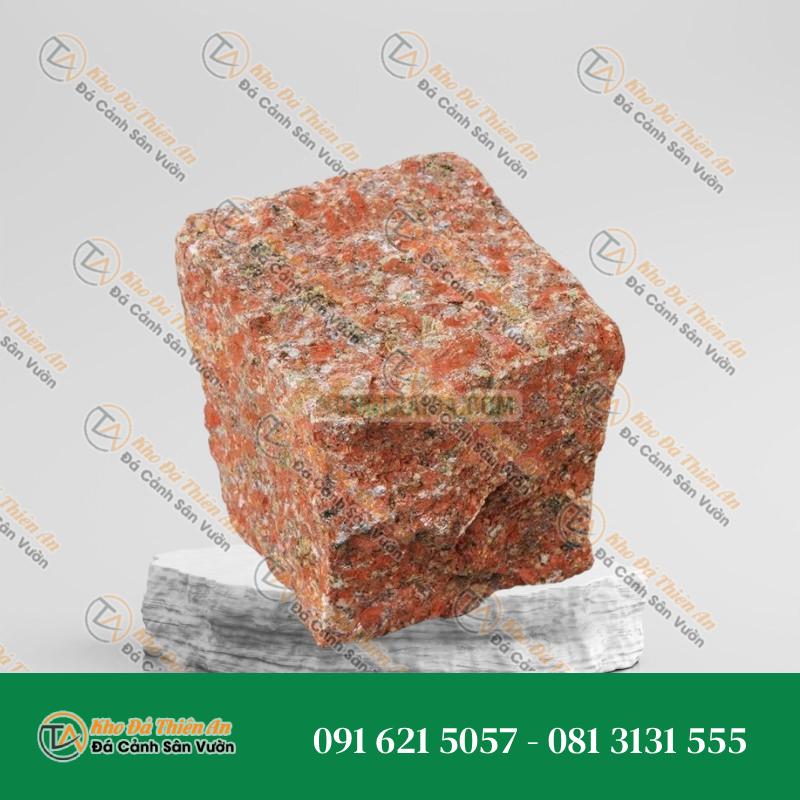 Đá cubic 10x10x10cm, granite hồng bình định