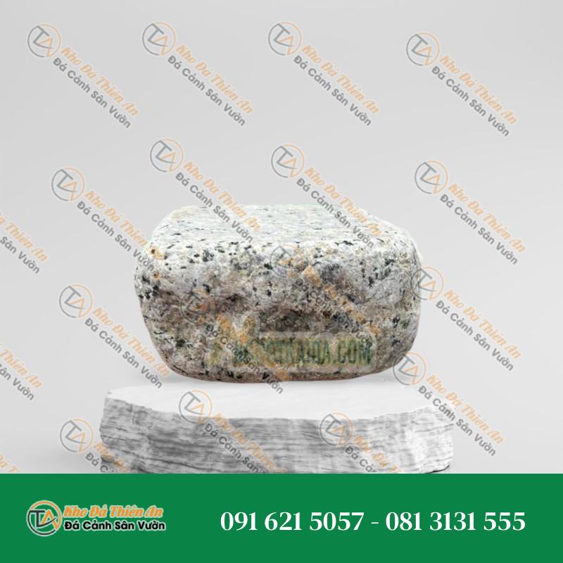 Đá cubic 10x10x5cm, granite trắng muối tiêu, mài thô