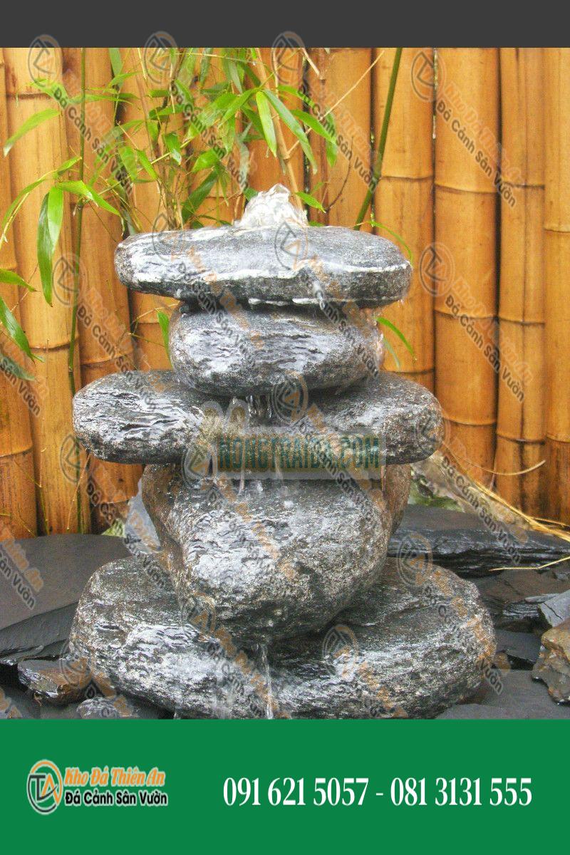 Đá đài phun nước Cairn bằng đá tảng 5 viên