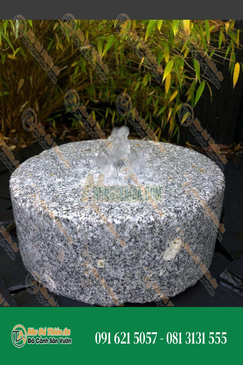 Đá đài phun nước cối xay đá granit xám 30cm