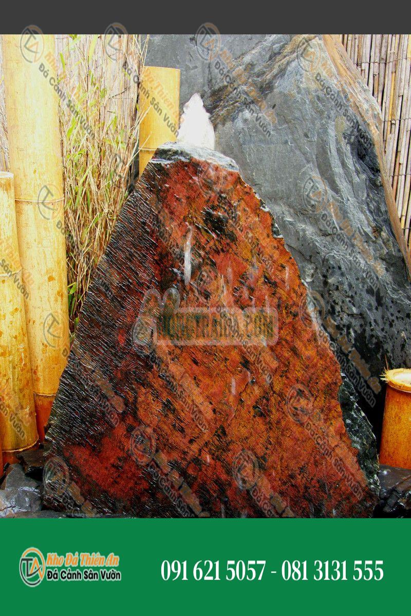 Đá đài phun nước đá phiến đen đỏ 40cm