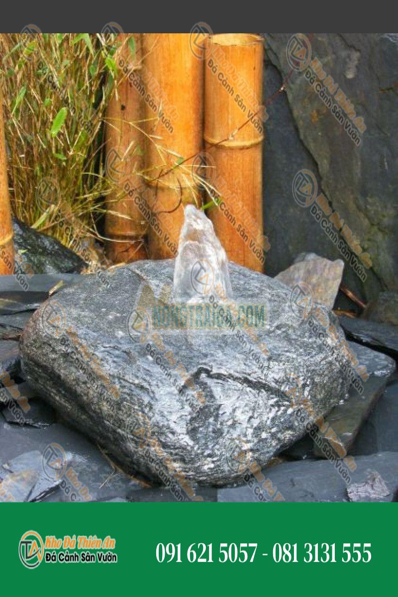 Đá đài phun nước đá phiến xám đen 15cm