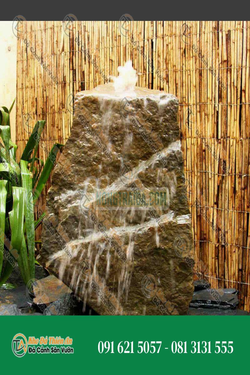 Đá đài phun nước đá sa thạch be 45cm