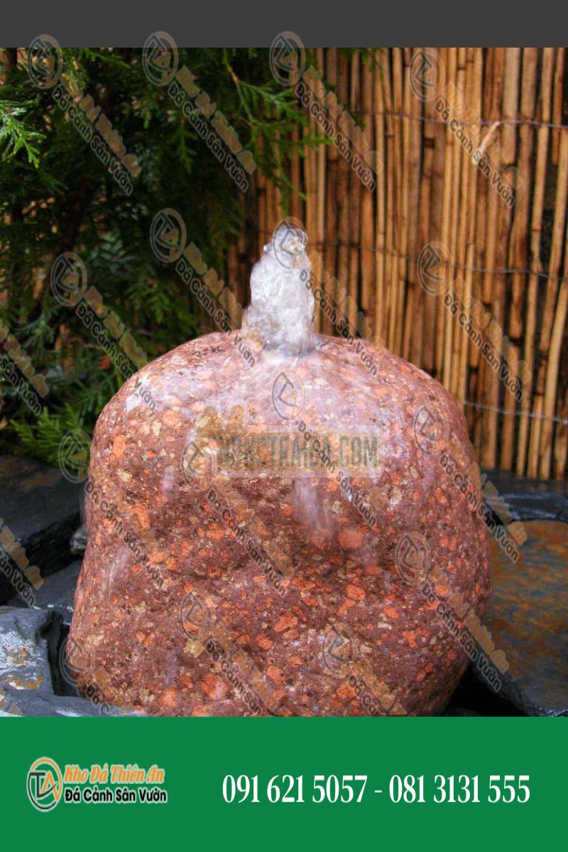 Đá đài phun nước tảng đá granit đỏ 20cm