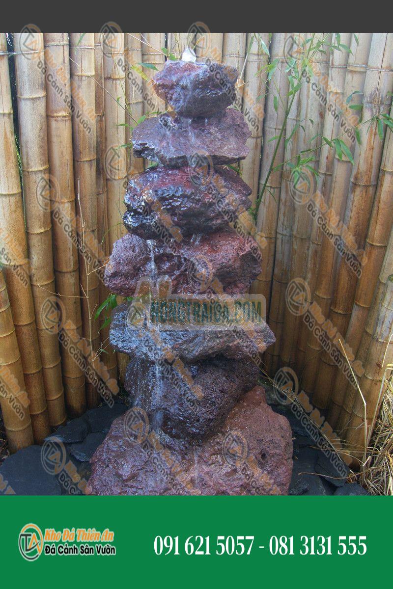 Đá đài phun nước vườn Cairn bằng nham thạch 7 viên
