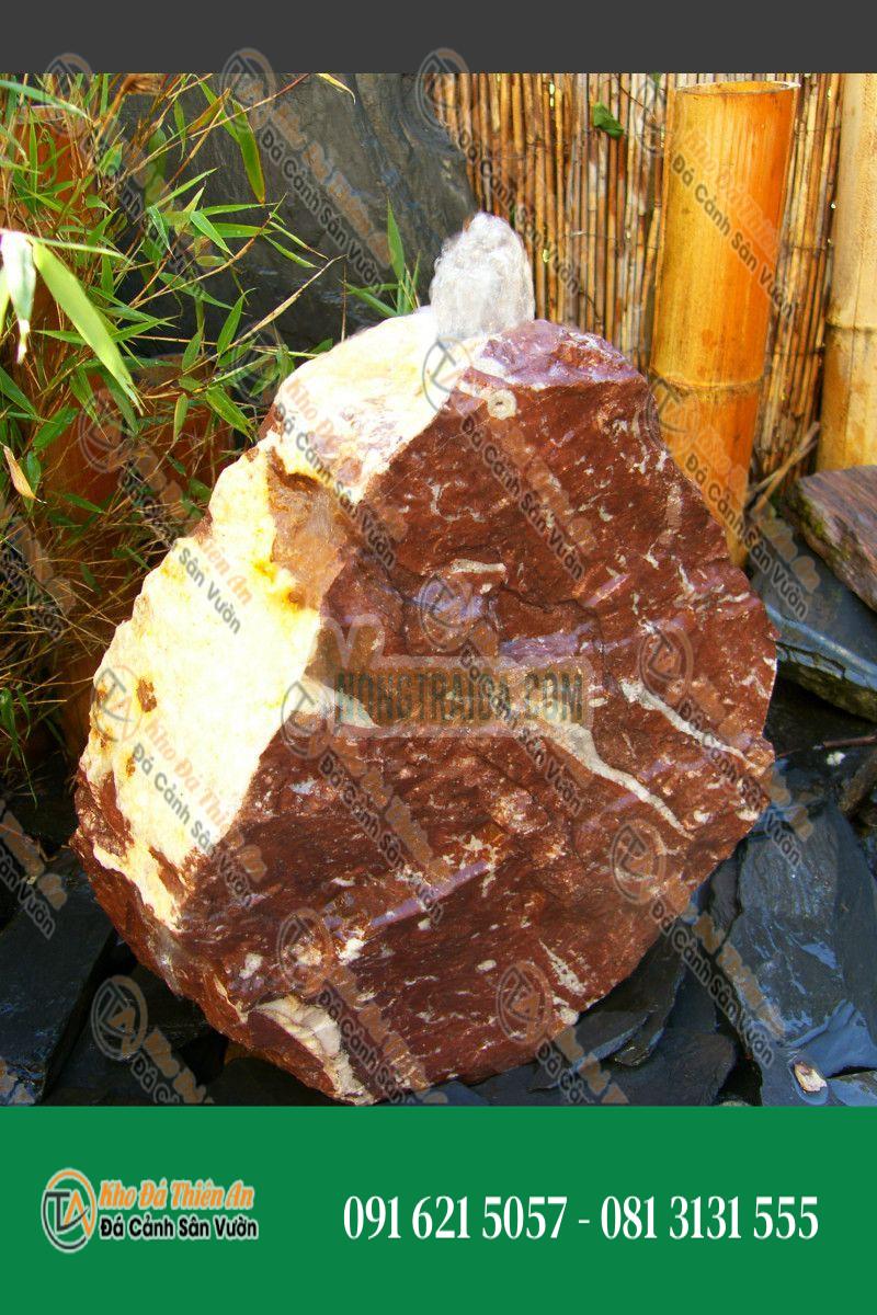 Đá đài phun nước vườn đá cẩm thạch đỏ trắng 45cm