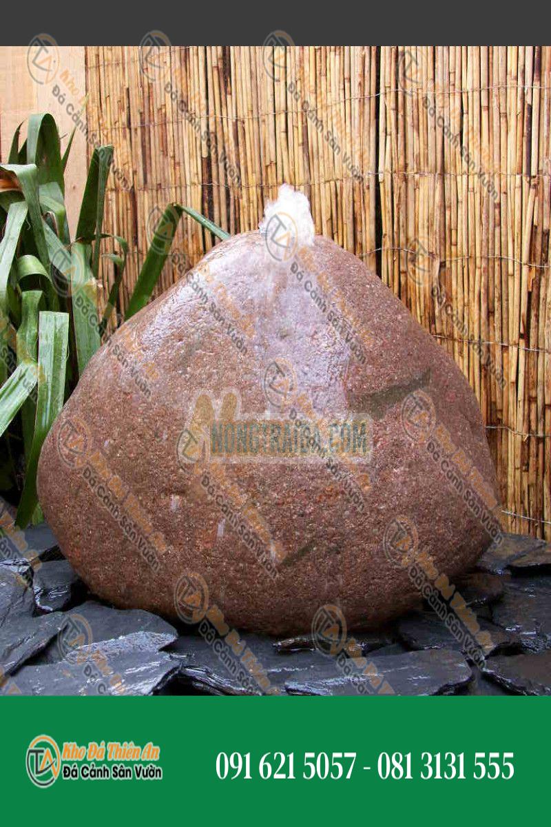 Đá đài phun nước vườn đá granit đỏ 45cm