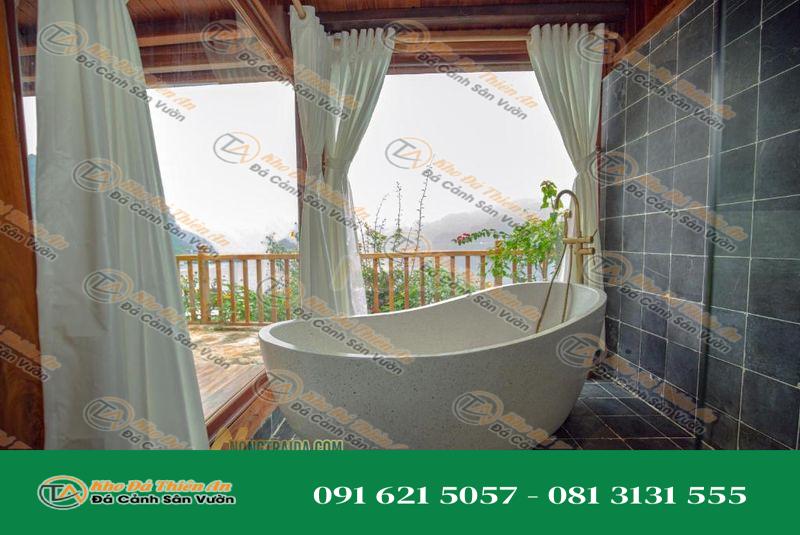 Đá đen Lai Châu 15x15cm ốp tường nhà vệ sinh, phòng tắm