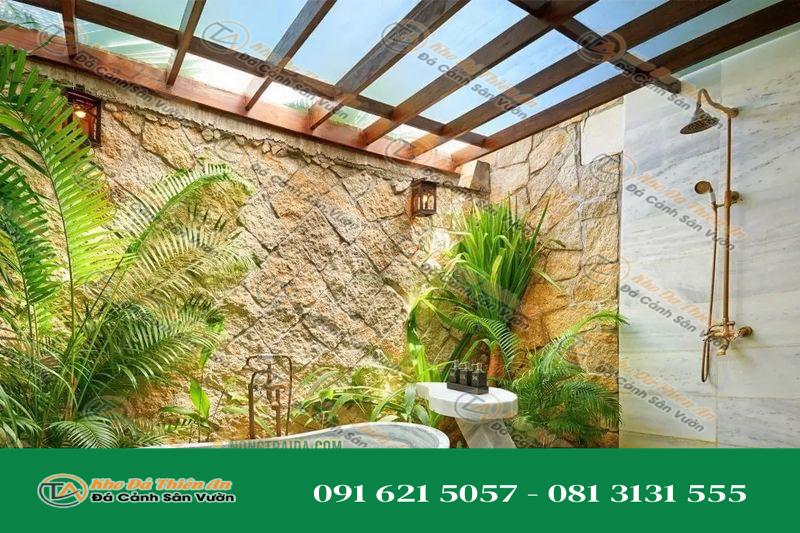 Đá rối granite vàng ốp tường nhà vệ sinh, phòng tắm