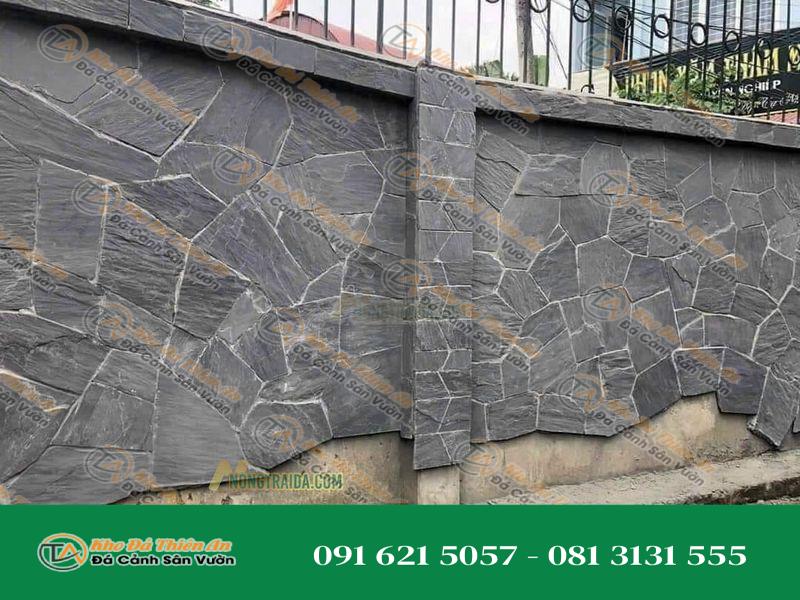 Đá slate đen Lai Châu ốp tường rào