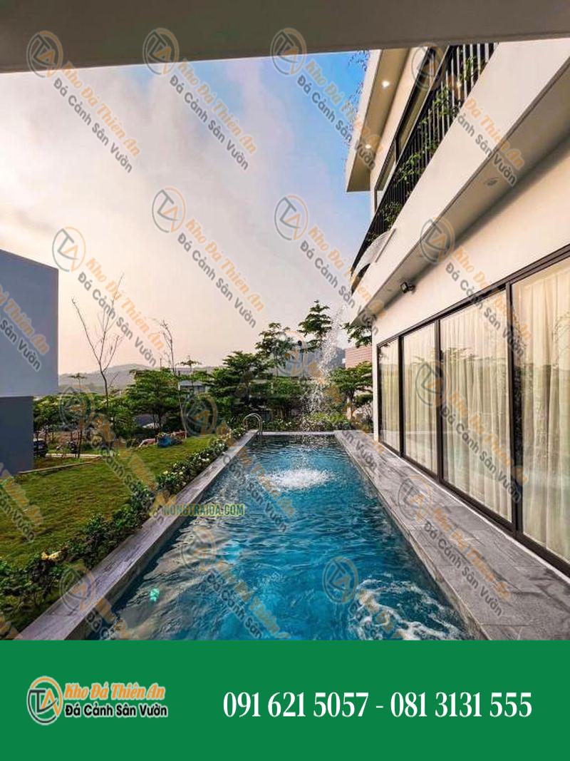Đá sọc dưa hồ bơi đẹp mê ly tại VILLA VENUS