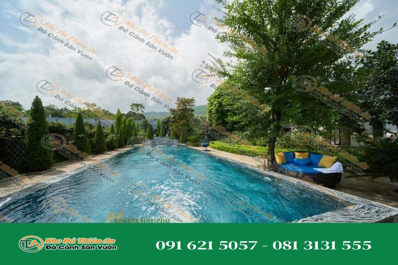 Đá sọc dưa VIP ốp lát hồ bơi tại Tamara Villa