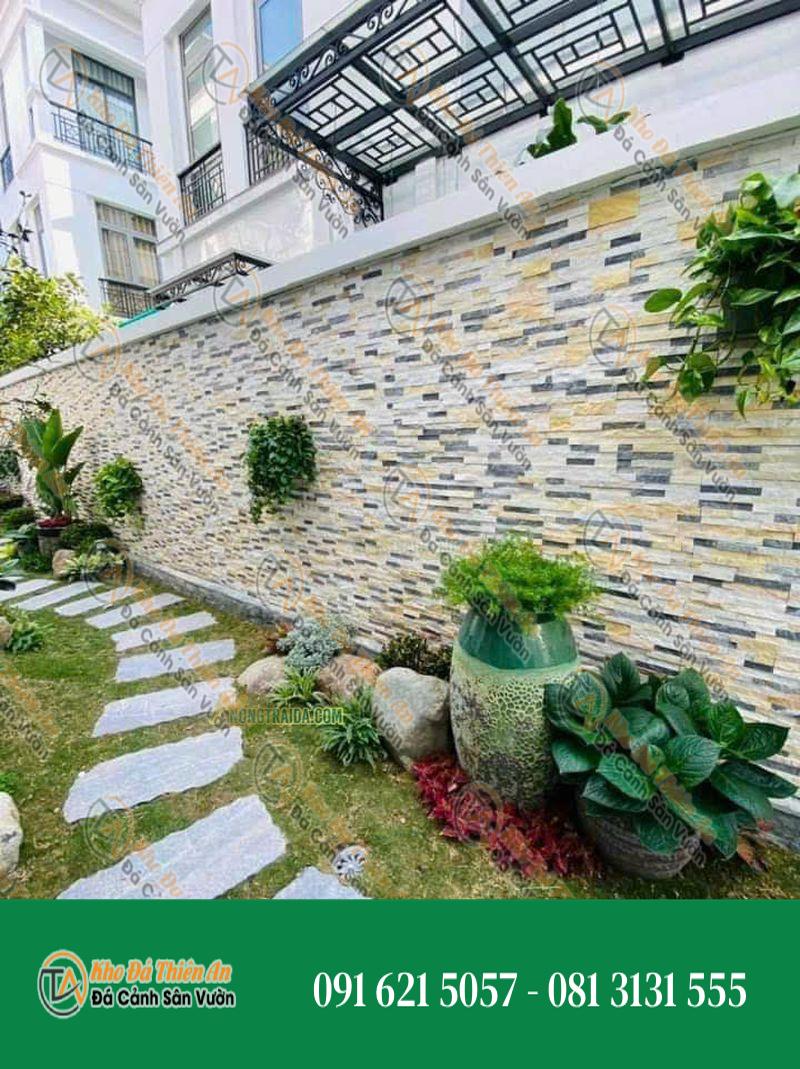 Đá trang trí 4 màu ốp tường rào