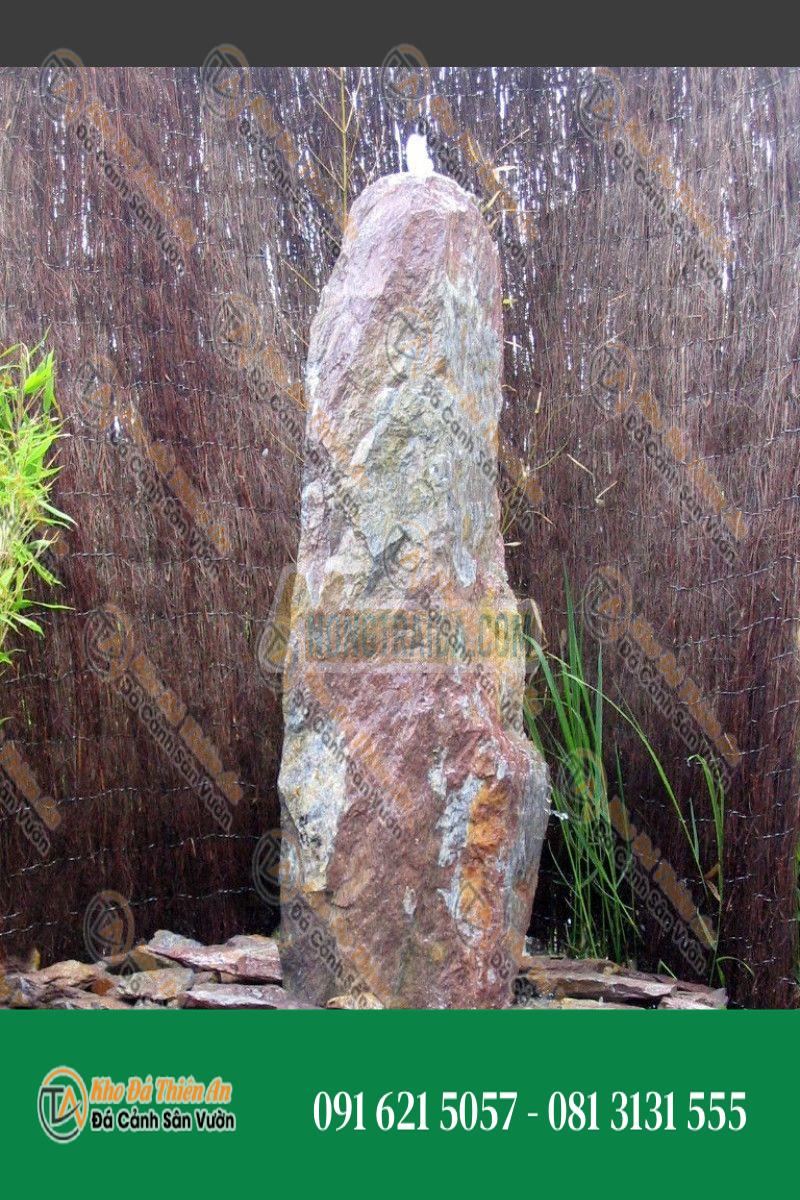 Đài phun nước Monolith đá phiến đỏ nhiều màu 120cm