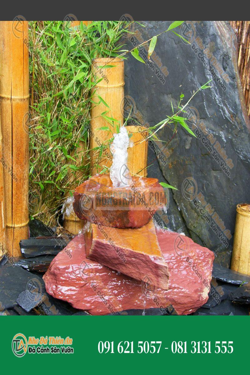 Đài phun nước thác 3 tầng bằng đá sa thạch đỏ