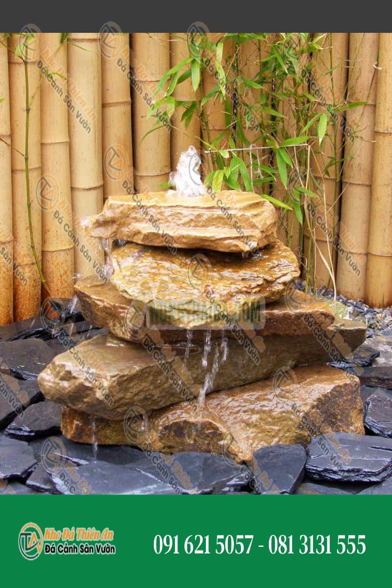 Đài phun nước thác 5 tầng bằng đá sa thạch be