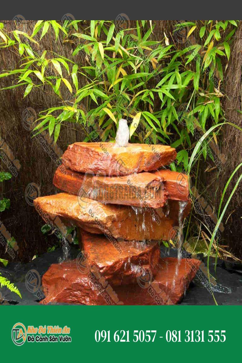Đài phun nước thác 5 tầng bằng đá sa thạch đỏ