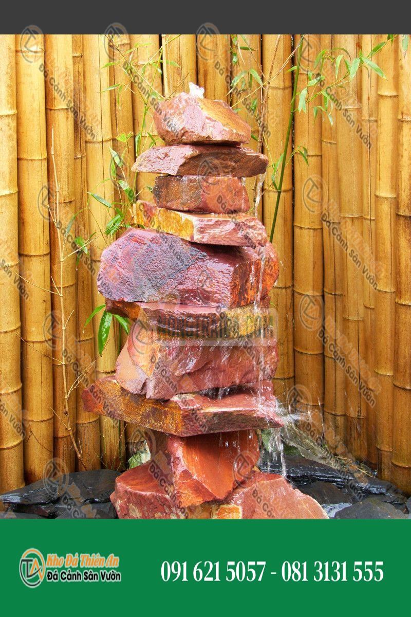 Đài phun nước thác bằng đá sa thạch đỏ 10 viên