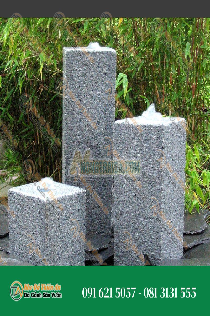 Đài phun nước Triolithes đá Granite xám vuông 50cm