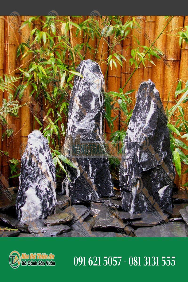 Đài phun nước Triolithes đá Marble đen trắng 75cm
