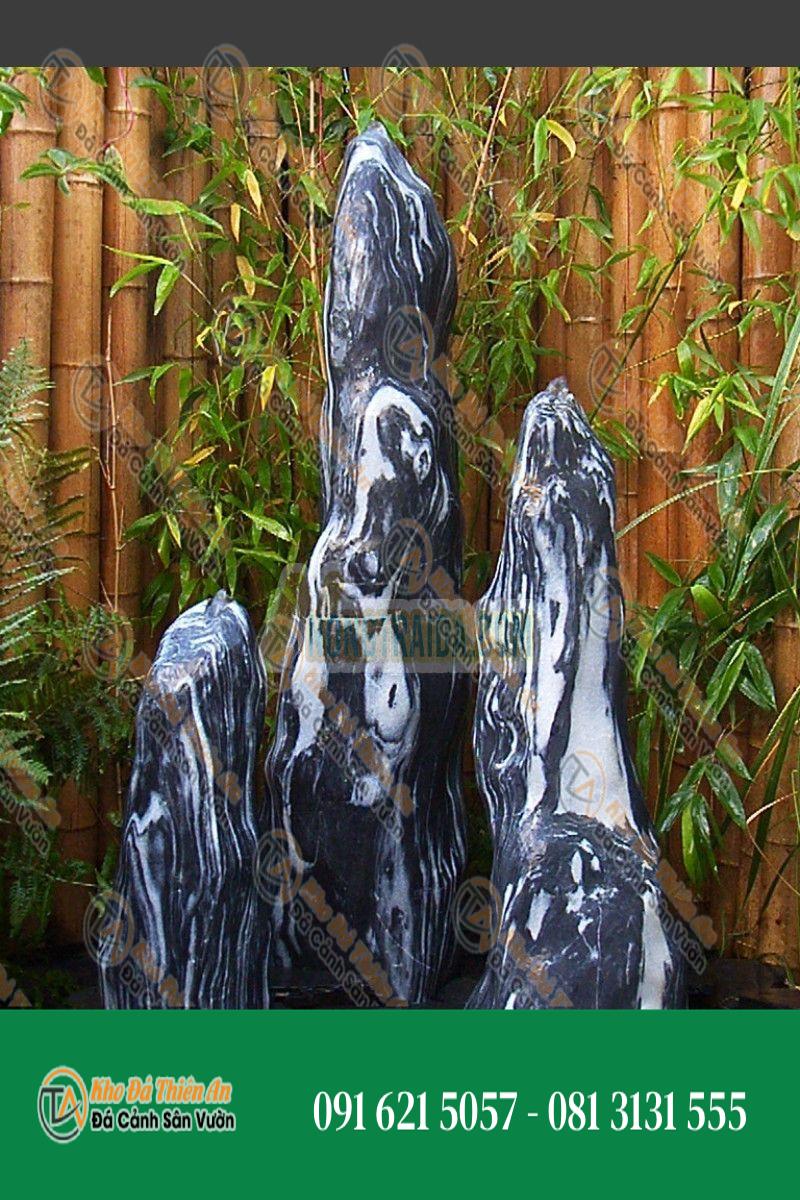 Đài phun nước Triolithes đá Marble đen trắng poncé 120cm