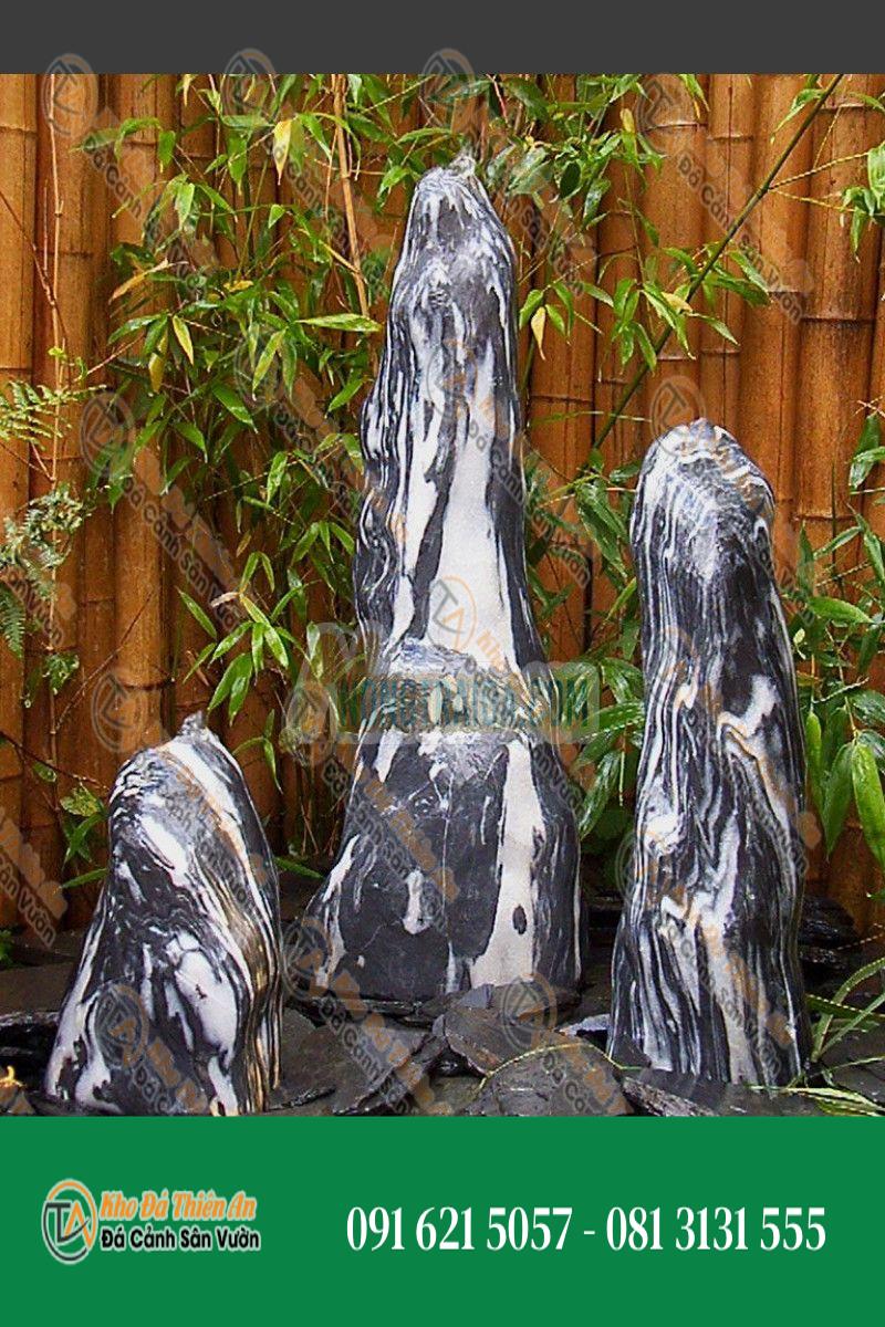 Đài phun nước Triolithes đá Marble đen trắng poncé 80cm