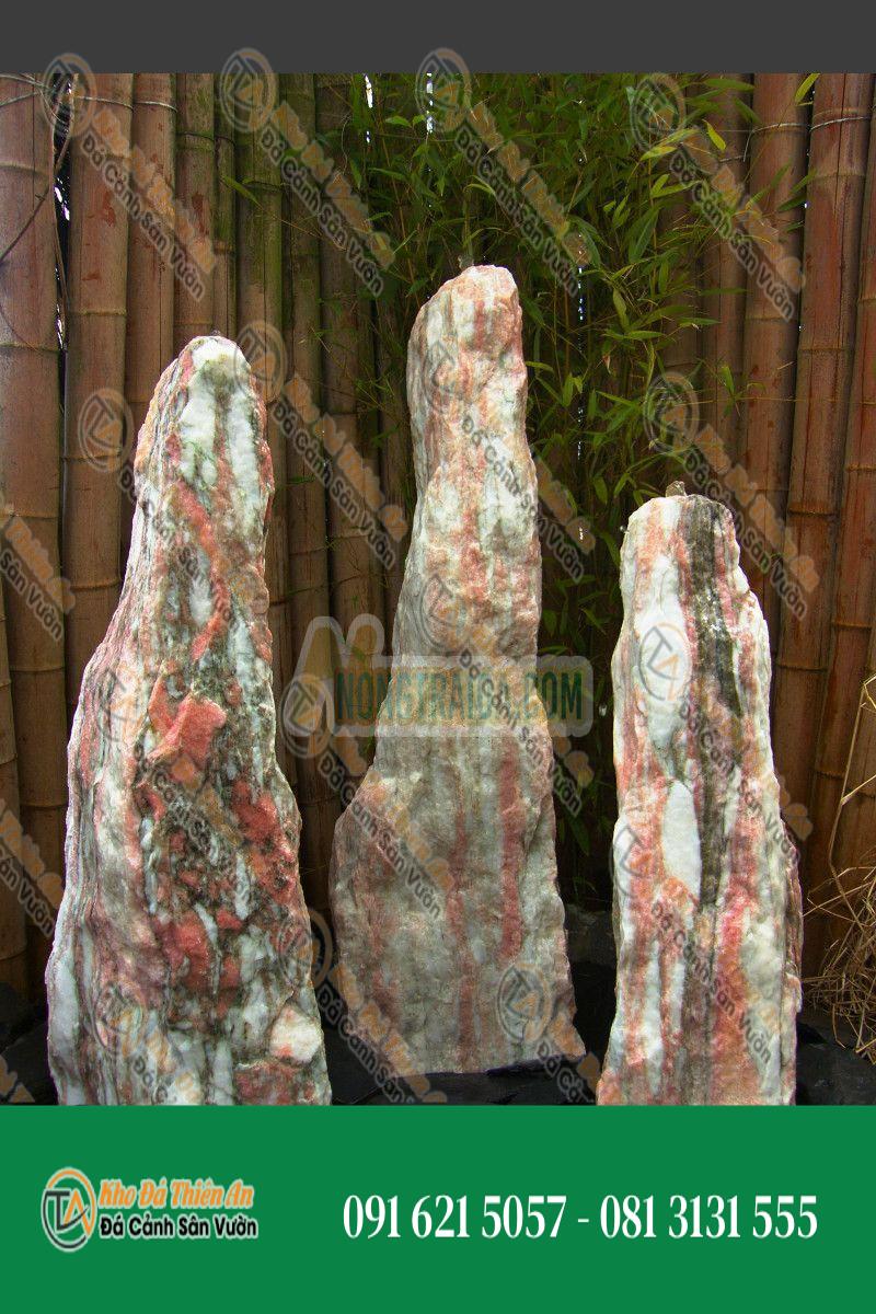 Đài phun nước Triolithes đá Marble trắng hồng 115cm