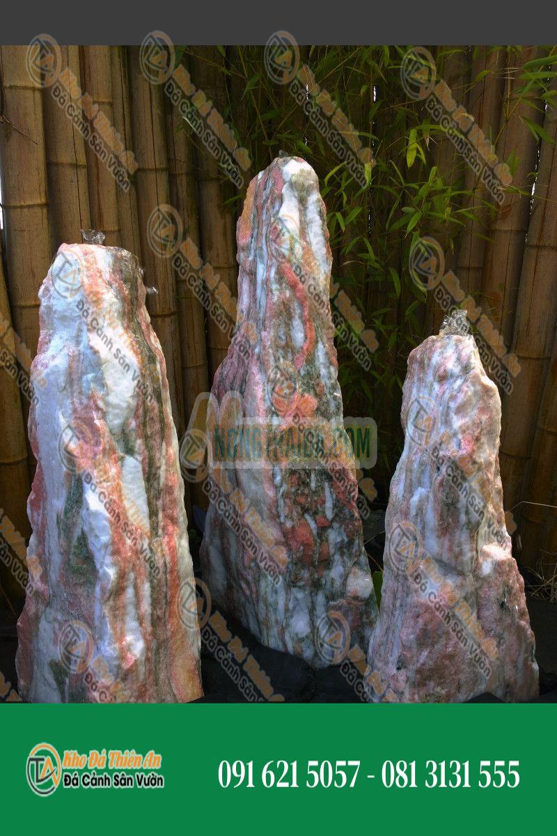 Đài phun nước Triolithes đá Marble trắng hồng 95cm
