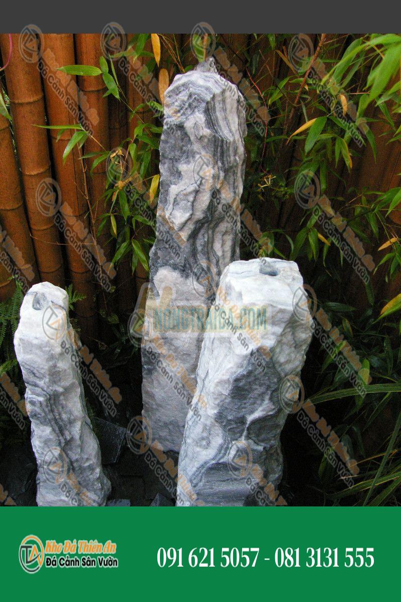 Đài phun nước Triolithes đá Marble trắng xám 120cm